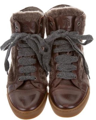 Brunello Cucinelli Shearling High-Top Sneakers