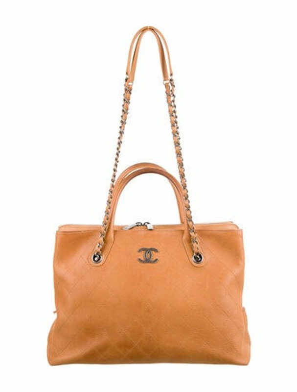 Chanel Grained Vegetal Calfskin Shopping Tote silver ShopStyle