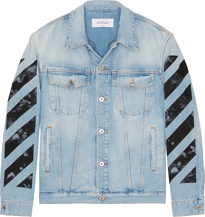 Off-White Fresco Diagonal Arrow Denim Jacket in Blue