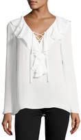 Thumbnail for your product : Ramy Brook Kenza Ruffled Lace-Up Blouse, Soft White