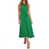 Thumbnail for your product : MOMOEW Women'S Summer Flowers Sleeveless Summer Elegant Long Casual Loose Dress Short-Sleeved Summer Women'S Solid Color Wrap Dress One-Shoulder Pencil Skirt