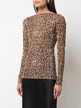 Peter Cohen Leopard Print Fitted Top