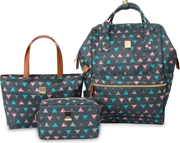 J World New York J World Womens’ Posy 3 Piece 17″ Backpack Set With Travel Tote And Pouch, Sprinkle
