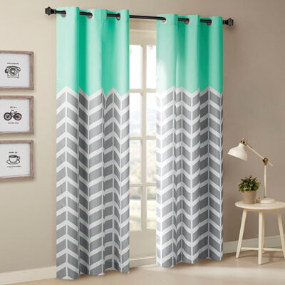Bright Chevron Room Darkening Curtains - Energy Efficient & Noise Reducing
