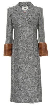 Fendi Mink fur-trimmed wool and silk coat