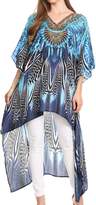 Thumbnail for your product : Sakkas P7 - HiLowKaftan Laisson Hi Low Caftan Dress Top Cover/Up Fit with Printed Pattern - 1717-Brown/White - OS
