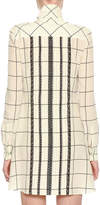 Thumbnail for your product : Valentino Long-Sleeve Windowpane Tie-Neck Shirtdress, White/Black
