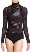 Thumbnail for your product : Opening Ceremony Long-Sleeve Netted Mesh Bodysuit, Black
