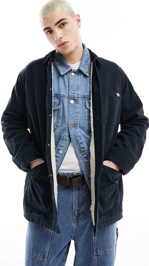 Mens Jacket Borg Collar ShopStyle UK