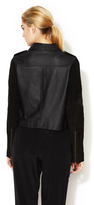 Thumbnail for your product : Twelfth St. By Cynthia Vincent Leather Motorcycle Jacket with Embroidered Suede Sleeves