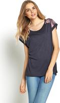 Thumbnail for your product : Love Label Floral Mesh Insert T-shirt - Navy