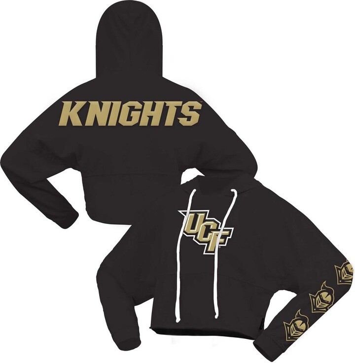 Spirit Jersey Women's Black Ucf Knights Oversized Cropped Pullover Hoodie