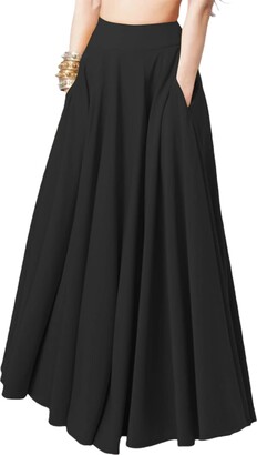 ZANZEA Women Party Evening High Waist A-Line Pleated Skirt Solid Long Maxi  Dress 