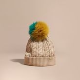 Thumbnail for your product : Burberry Wool Cashmere Beanie with Fur Pom-Pom