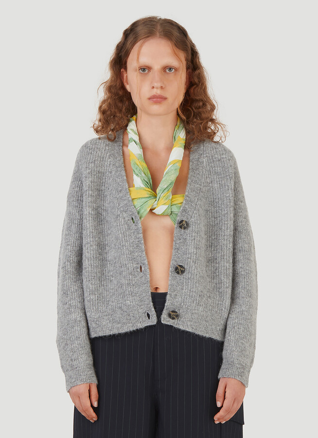Ganni Soft Wool Knit Cardigan - Woman Knitwear Grey M - ShopStyle