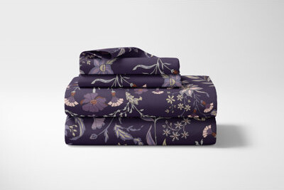 Sweet Jojo Designs Boho Floral Wildflower Plum Purple Sheet Set