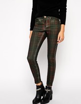 Thumbnail for your product : ASOS COLLECTION Lisbon Skinny Mid Rise Ankle Grazer Jeans in Mulled Plaid  Print