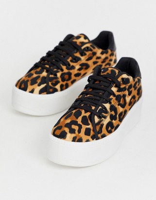 leopard print flatform trainers