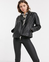 Thumbnail for your product : Bolongaro Trevor Gabriella Boxy Biker Leather Jacket in Black