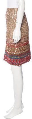 Oscar de la Renta Embellished Silk Skirt