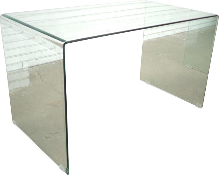 Pace Manufacturing Modern Waterfall Glass Desk Or Console Table