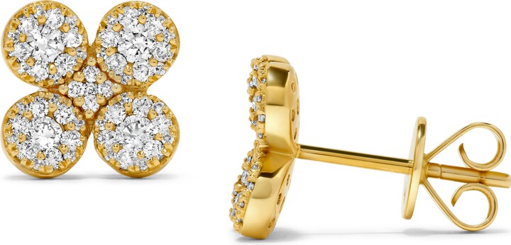 H.J. Namdar H. J. Namdar 0.72 ct tw Clover Stud Diamond Earrings 14K Yellow Gold Natural Diamonds