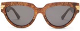 Thumbnail for your product : Bottega Veneta Cat-eye Marbled-acetate Sunglasses - Brown