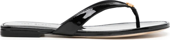 Tory Burch Logo-Plaque Leather Slides