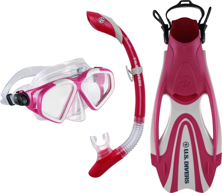 U.S. Divers Cozumel Tx Snorkeling Set, Small, Berry/Grey