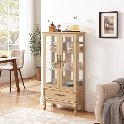 Astoria Grand Accent Cabinet with Adjustable Glass Shelves 2 Doors and 1 drawer