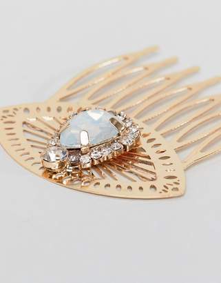 ASOS DESIGN Bridal Pack Of 2 White Filigree Disc And Stone Hair Clips