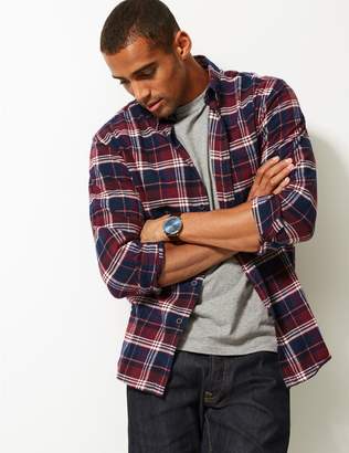 Marks and Spencer Brushed Cotton Checked Shirt