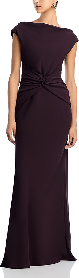 Amsale Crepe Twist Front Gown
