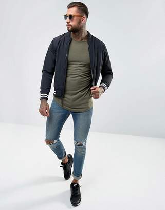 SikSilk Muscle T-Shirt In Khaki With Rolled Sleeves