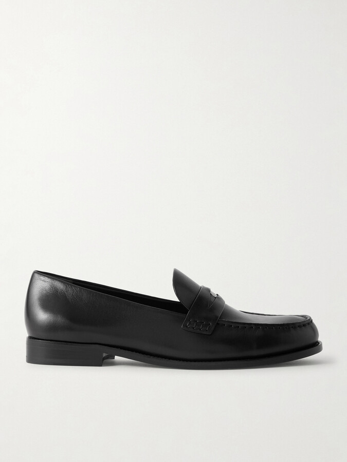 Tory Burch Leather Penny Loafers - Black