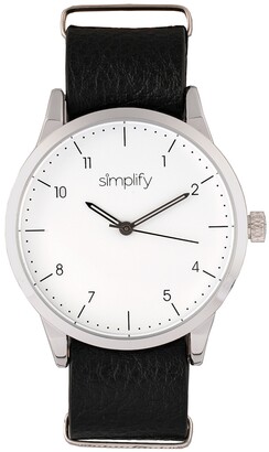 Simplify Quartz The 5600 White Dial, Genuine Black Leather Watch 40mm