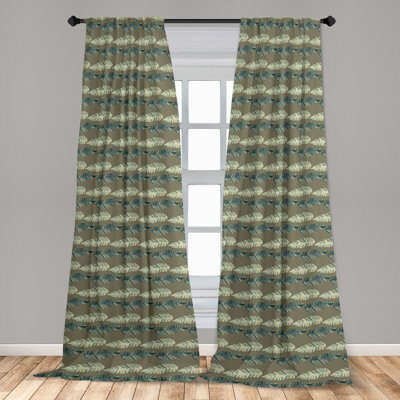 East Urban Home Graciani Jungle Curtains Tropical Atmosphere Forest Pair of 28"x84" Sage Green Slate Blue
