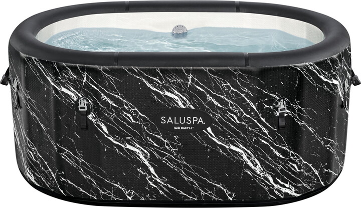SaluSpa: Glacial Dip - Cold Plunge Inflatable Tub - 60x36x28", Black Marble, Ice Bath, FortiFiber, Polar Shield Year Round Use, Cover & Storage Bag