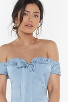 Thumbnail for your product : Nasty Gal Womens Don't Catch the Bouquet Off-the-Shoulder Maxi Dress - Blue - 12