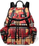 Thumbnail for your product : Burberry Leather-trimmed Printed Gabardine Backpack
