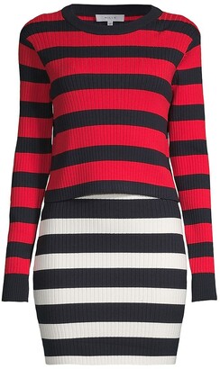 Two-Tone Stripe Layer Minidress