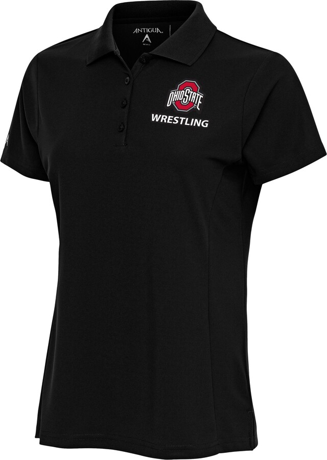 Antigua Women's Ohio State Buckeyes Wrestling Black Polo, Small
