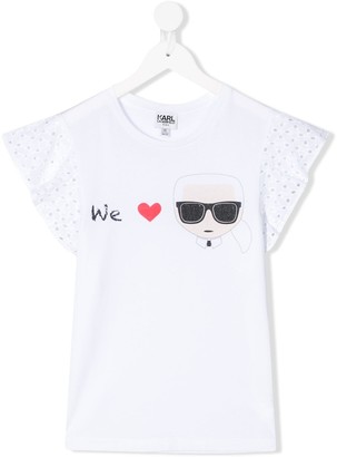 Karl Lagerfeld Paris TEEN graphic-print ruffled T-shirt