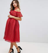 Thumbnail for your product : ASOS Maternity Lace Cold Shoulder Midi Dress