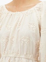 Thumbnail for your product : Mes Demoiselles Olive Floral-embroidered Cotton-poplin Top - Cream