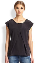 Thumbnail for your product : AG Adriano Goldschmied Rowan Silk Pleat-Front Top