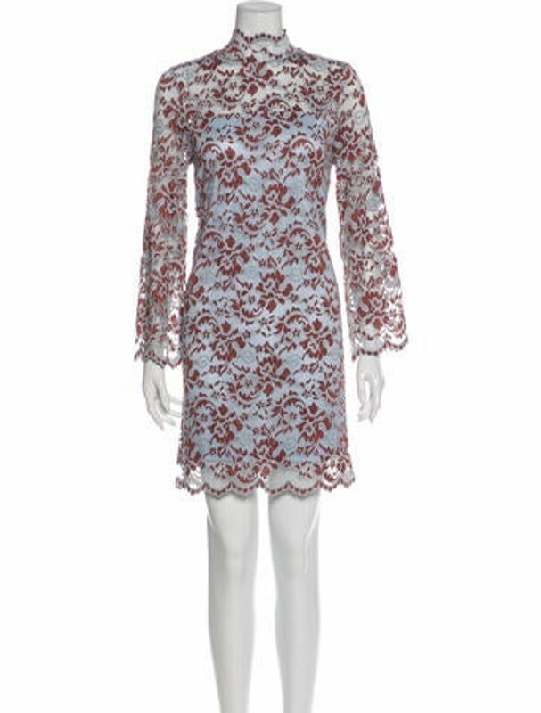 Ganni Lace Pattern Mini Dress w/ Tags Blue - ShopStyle