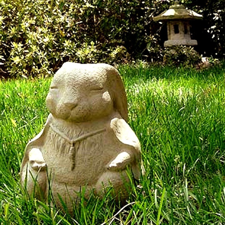 Large Meditating Rabbit Solid Stone Bunny Buddha Statue. Home Garden Gift. Handcrafted U.s.a