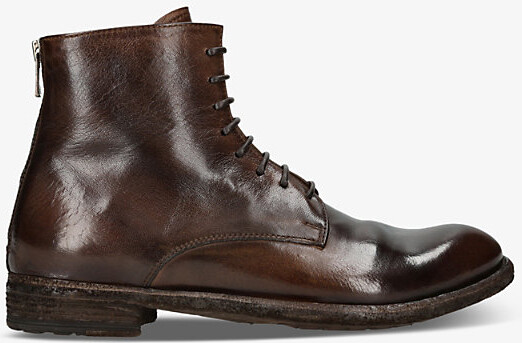 Officine Creative Womens Dark Brown Lexicon Chunky-Sole Leather Boots Eur 41 / 8 Uk Women