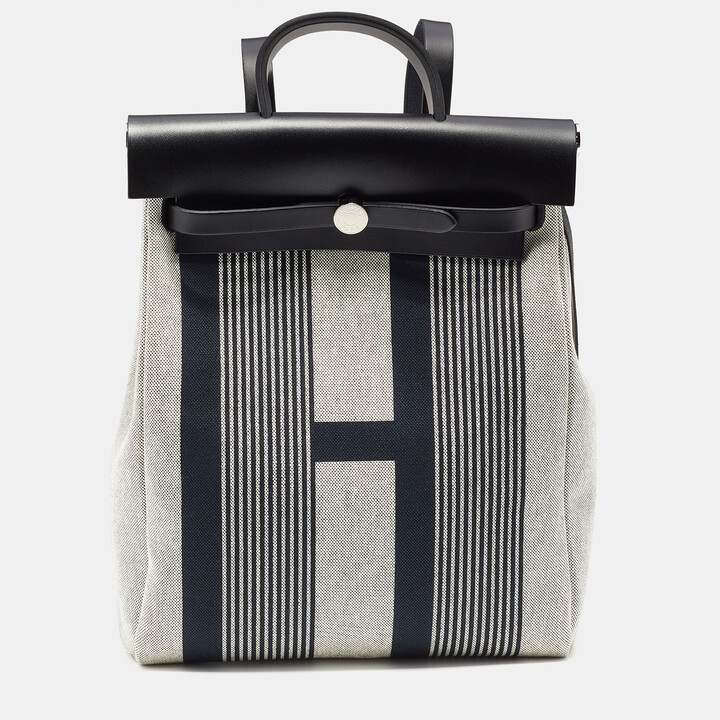 Hermes Hermes Herbag Ado 2 in 1 Beige Canvas Leather Backpack Bag